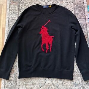 NWOT Polo Ralph Lauren black sweatshirt with large red polo pony size M